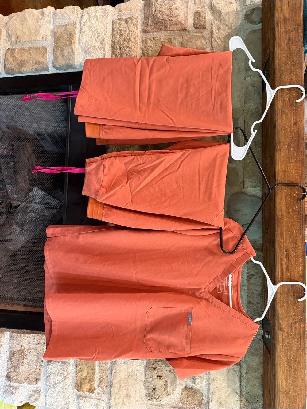FIGS Burnt Orange Scrub Top with Front Pocket